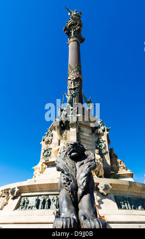 Il monumento di Colombo a Barcellona, Spagna Foto Stock