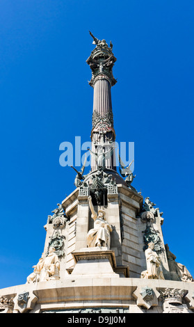 Il monumento di Colombo a Barcellona, Spagna Foto Stock