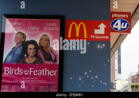 Poster per Tour Nazionale degli Uccelli di una piuma, al di fuori di Churchill Theatre, Bromley. Foto Stock