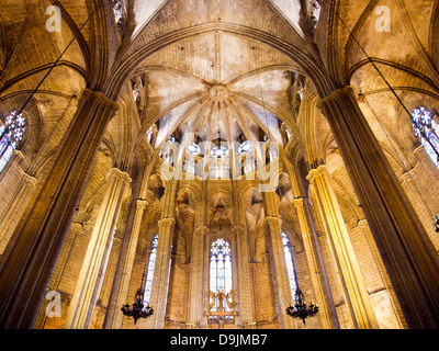 Interno della Santa Eulalia cattedrale nel quartiere Gotico di Barcellona, Spagna 1 Foto Stock