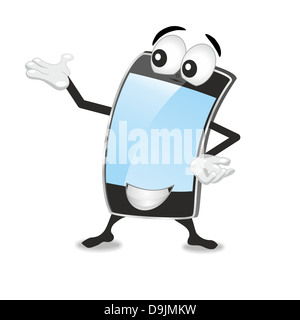 Smartphone o telefono cellulare mascotte cartoon Foto Stock