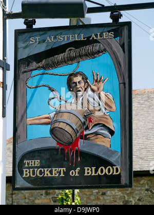 La benna di sangue Inn segno a Phillack vicino Hayle Cornwall Regno Unito Foto Stock