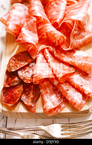 Piatto di jamon serrano Salumi Foto Stock