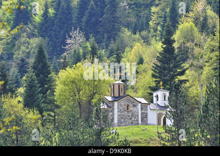 Piccola chiesa ortodossa, Mavrovo National Park, Macedonia Foto Stock