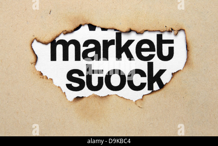 Stock di mercato testo nel foro della carta Foto Stock