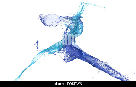Blue gli spruzzi di acqua si scontrano Foto Stock