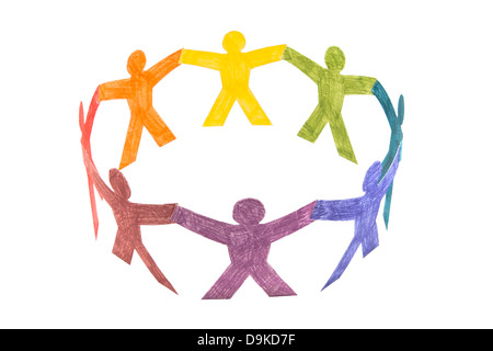 Cerchio colorato e persone con tracciato di ritaglio Foto Stock