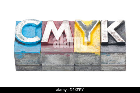 Cmyk in metallo lettere Foto Stock