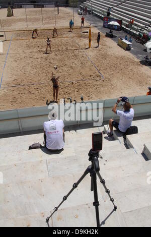 20 giugno 2013 Forrer-Vergé-Dépré Svizzera v Day-Pavlik USA team swatch beach volley campionati del mondo torneo nel foro Italico a Roma Italia Foto Stock