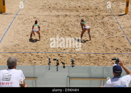 20 giugno 2013 Forrer-Vergé-Dépré Svizzera v Day-Pavlik USA team swatch beach volley campionati del mondo torneo nel foro Italico a Roma Italia Foto Stock