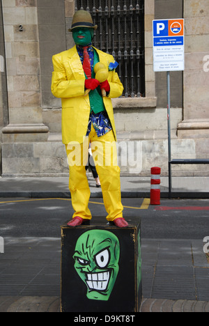 Statua vivente sulle Ramblas di Barcellona Foto Stock