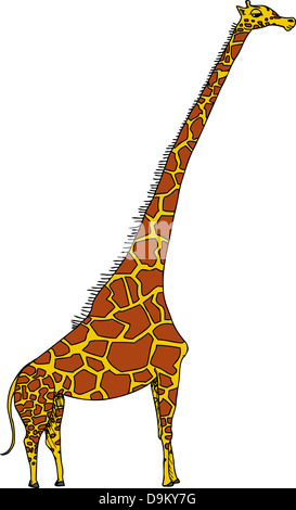 Cartoon carino giraffa in piedi isolato su sfondo bianco Foto Stock