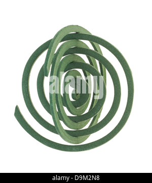 Classico verde mosquito spirale isolato su sfondo bianco Foto Stock