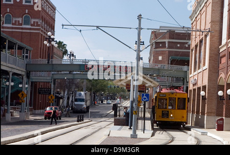 Street Stazione funivia, Ybor City, Tampa, Florida, Stati Uniti d'America Foto Stock