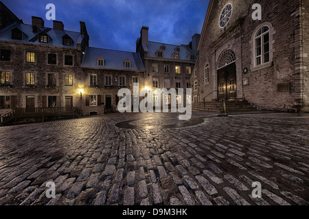 Il cuore di Place Royale, xvii secolo ricostruito la città vecchia di Quebec City. Foto Stock