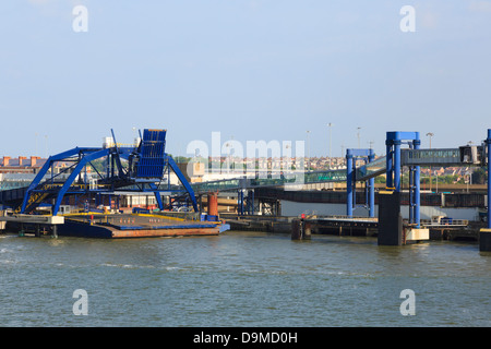 DFDS passeggeri e auto ferry terminal da Sirena Seaways traghetto per Esbjerg in Parkeston Quay, Porto in Harwich, Essex, Inghilterra, Regno Unito Foto Stock