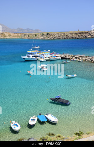 Spiaggia Pallas, Lindos Rodi (Rodi), del Dodecaneso, Egeo Meridionale Regione, Grecia Foto Stock