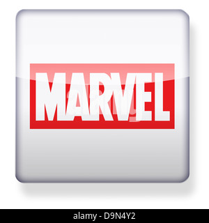 Marvel Comics logo come l'icona di un'app. Percorso di clipping incluso. Foto Stock