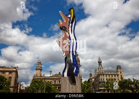 Cap de Barcellona scultura di testa di Roy lichenstein Catalogna SPAGNA Foto Stock