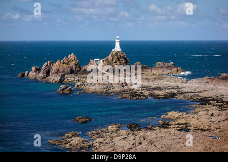 Corbiere Lighthouse, Causeway, Jersey, Isole del Canale Foto Stock