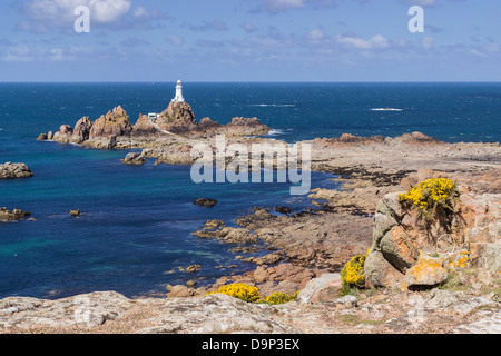 Corbiere, Faro, Causeway, Jersey, Isole del Canale Foto Stock