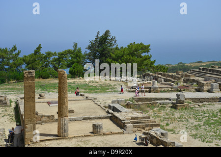 Un tempio dorico all antica Kamiros sito archeologico, Kalavarda, Rodi (Rodi), del Dodecaneso, Egeo Meridionale Regione, Grecia Foto Stock