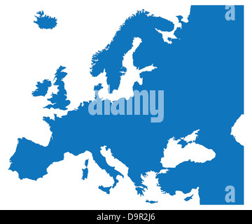 Mappa blu dei paesi europei Foto Stock