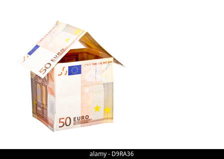 Piccola casa dal denaro euro Foto Stock