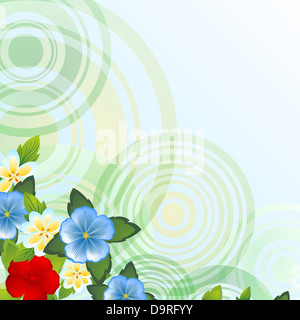 Fiori Selvatici su uno sfondo di astratta cerchi. La figura su uno sfondo bianco. Illustrazione per la EPS-10 formato. Foto Stock