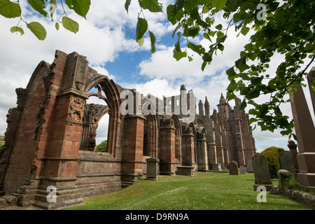 Melrose Abbey Melrose, Scozia Foto Stock