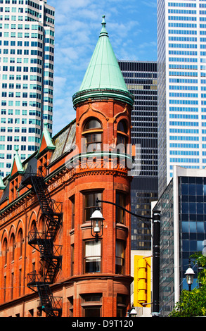 Flat Iron Building Toronto Ontario Canada. Il rosso-mattone di edificio Gooderham è un punto di riferimento storico di Toronto, Ontario, Canada Foto Stock