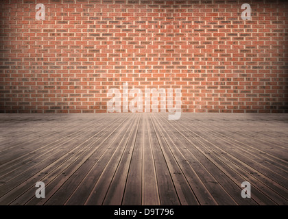 Sala del parquet con muro in mattoni Foto Stock