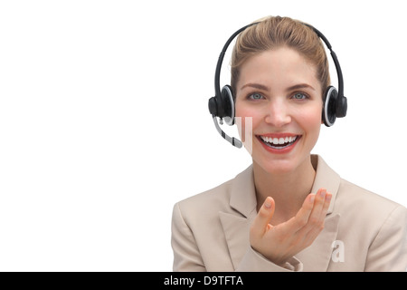Servizio clienti operatore con cuffia Foto Stock