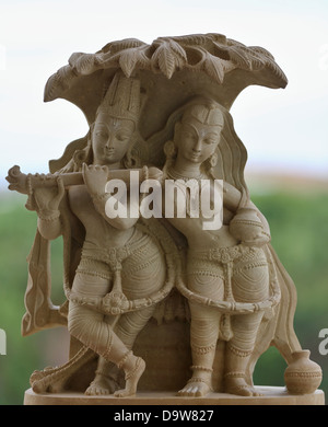 Radha Krishna stone carving India Foto Stock