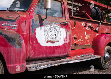 Vecchio camion dei pompieri, Ridgway, Colorado, STATI UNITI D'AMERICA Foto Stock