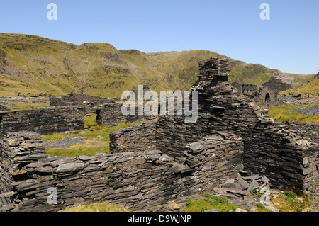 Runis di sistemazione dei blocchi a Rhosydd miniera di ardesia Croesor Gwynedd in Galles Cymru REGNO UNITO GB Foto Stock