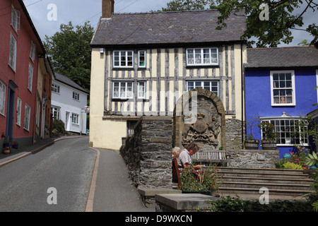 Bull Street nel castello di Vescovi, una piccola e vivace cittadina nel sud rurale Shropshire Foto Stock