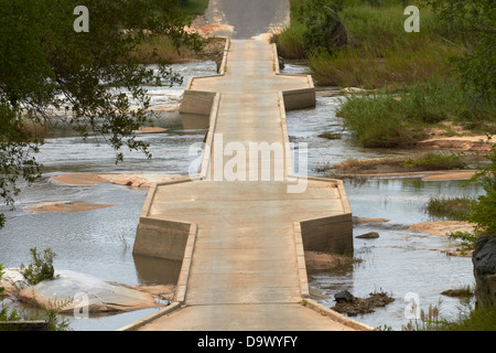 Ponte stradale attraverso Sabie River, Kruger National Park, Sud Africa Foto Stock