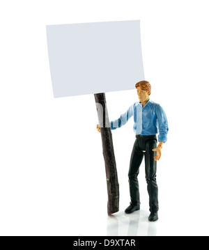 Puppet toy uomo con information board Foto Stock