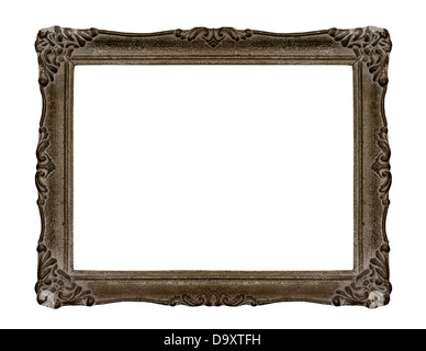 Antique Picture frame isolato su bianco Foto Stock