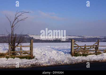 Campi superiore off Batley Lane, Batley, West Yorkshire nella neve Foto Stock