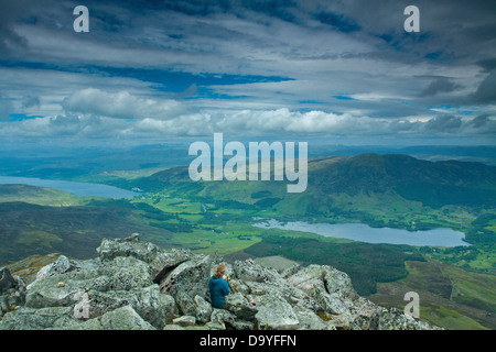 Kinloch Rannoch, Loch Rannoch e Dunalastair acqua dal vertice di Schiehallion, Perthshire Foto Stock