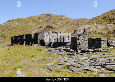 Runis di sistemazione dei blocchi a Rhosydd miniera di ardesia Croesor Gwynedd in Galles Cymru REGNO UNITO GB Foto Stock