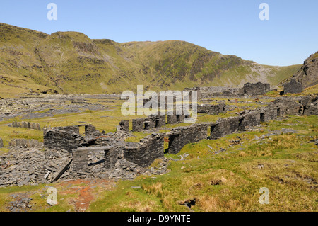 Runis di sistemazione dei blocchi a Rhosydd miniera di ardesia Croesor Gwynedd in Galles Cymru REGNO UNITO GB Foto Stock