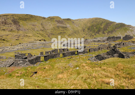 Runis di sistemazione dei blocchi a Rhosydd miniera di ardesia Croesor Gwynedd in Galles Cymru REGNO UNITO GB Foto Stock