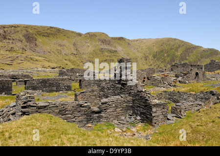 Runis di sistemazione dei blocchi a Rhosydd miniera di ardesia Croesor Gwynedd in Galles Cymru REGNO UNITO GB Foto Stock