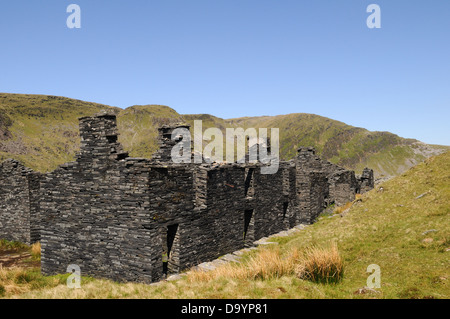 Runis di sistemazione dei blocchi a Rhosydd miniera di ardesia Croesor Gwynedd in Galles Cymru REGNO UNITO GB Foto Stock