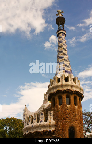 Pavilion Parco Guell di Gaudi. Barcellona Foto Stock