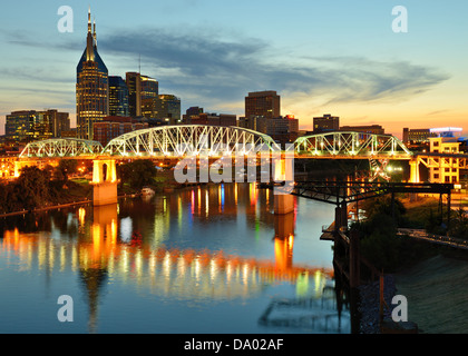 Skyline del centro di Nashville, Tennessee, Stati Uniti d'America. Foto Stock