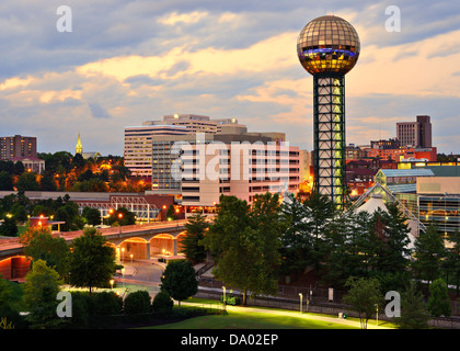 Skyline del centro di Knoxville, Tennessee, Stati Uniti d'America. Foto Stock